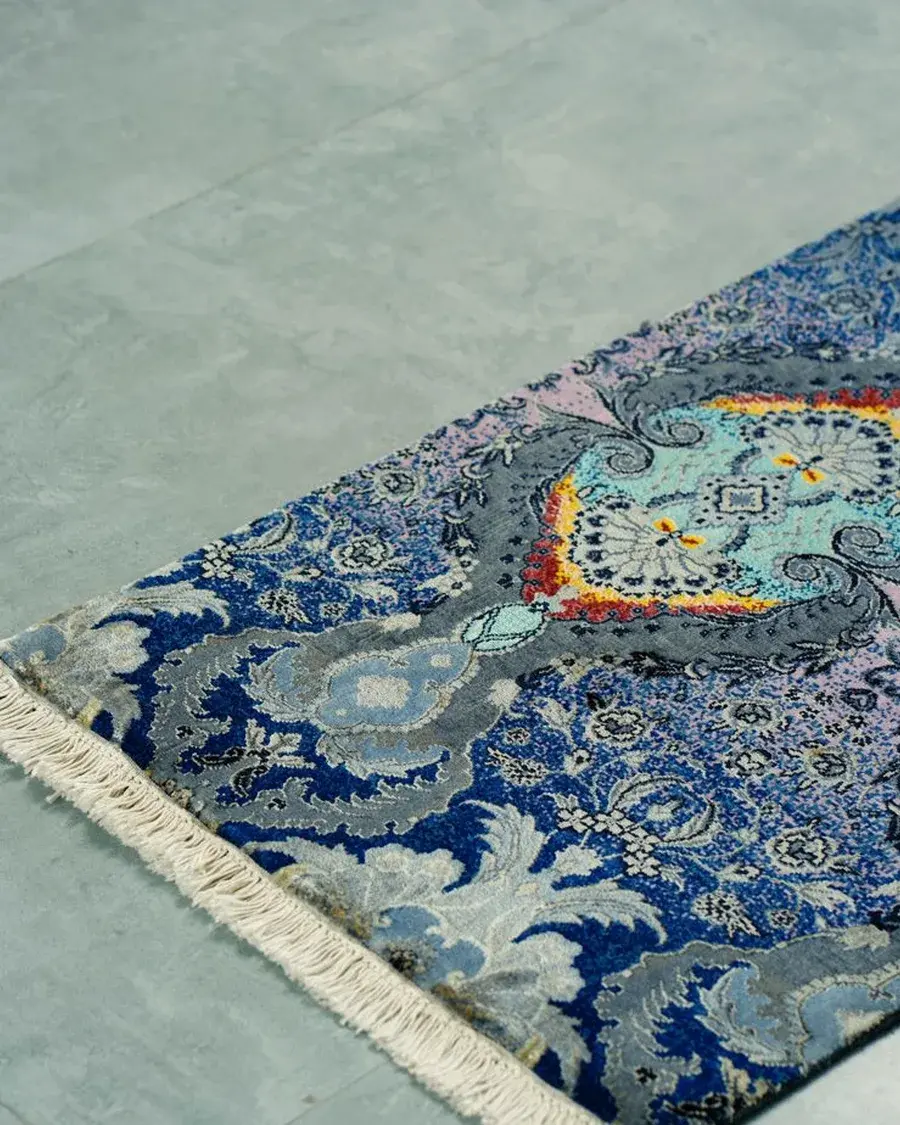 Indigo hand-knotted rug