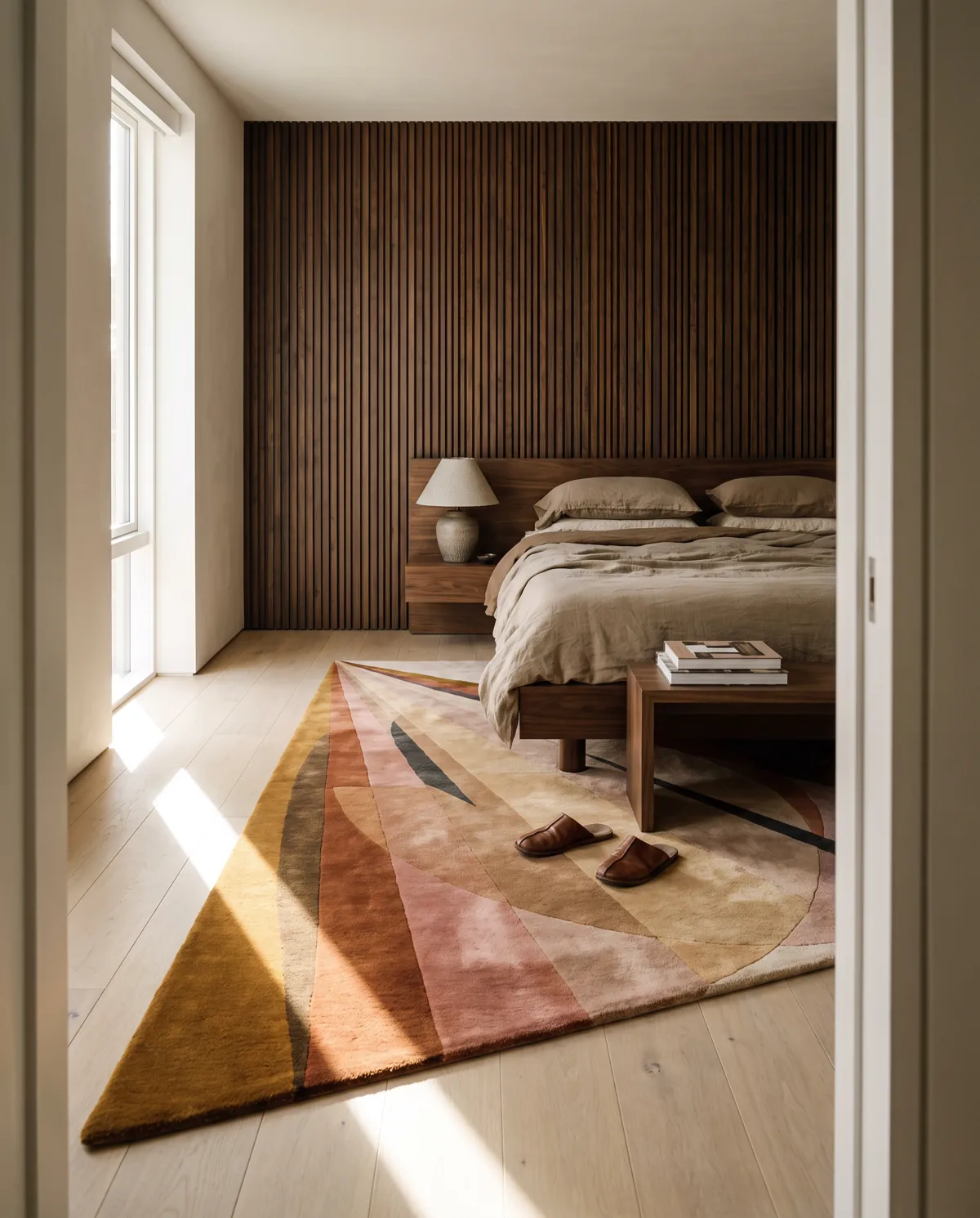 Hour Shadow, a rug from the Meridian collection, in a room