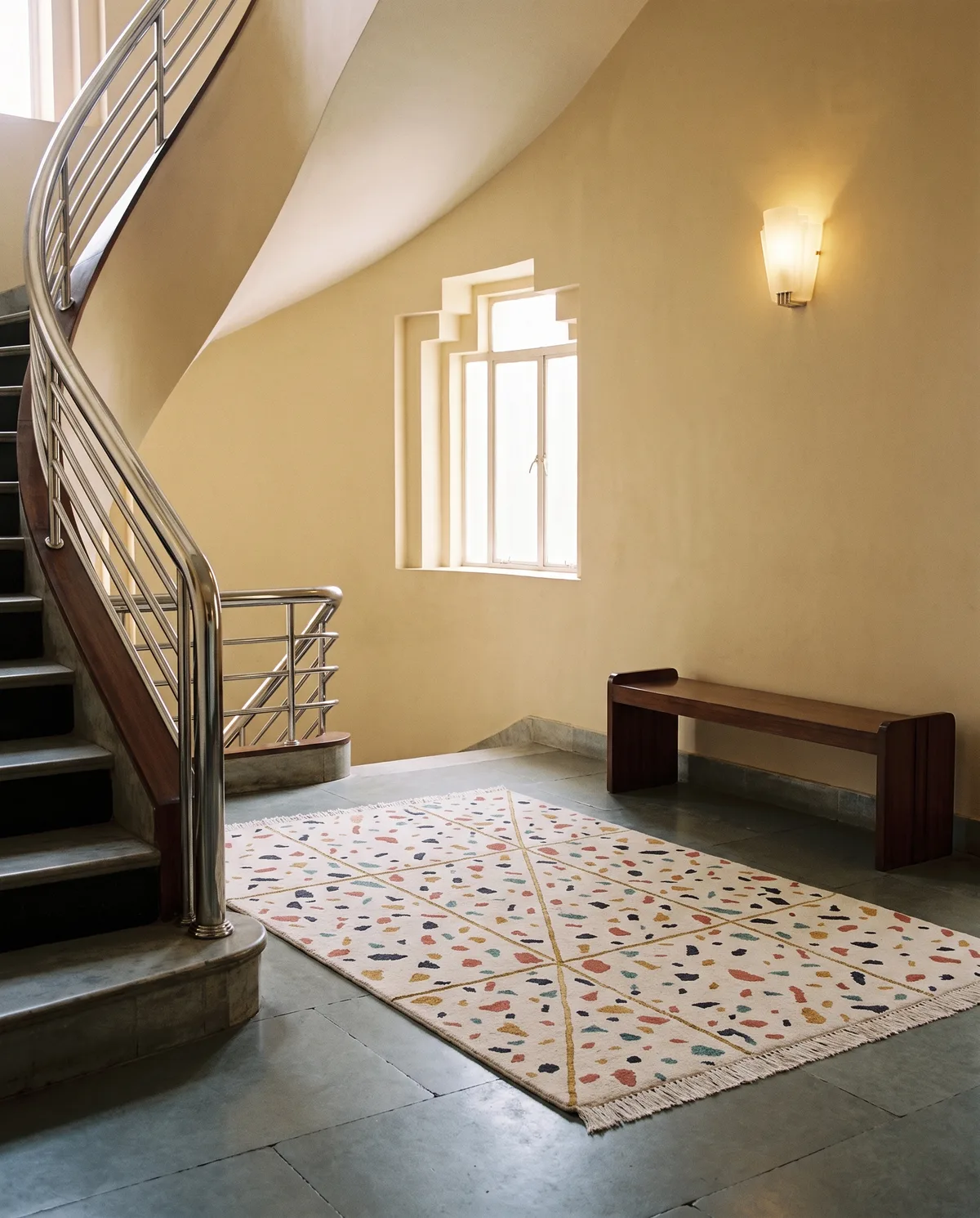 Terrazzo, a rug from the Tarang collection, in a room